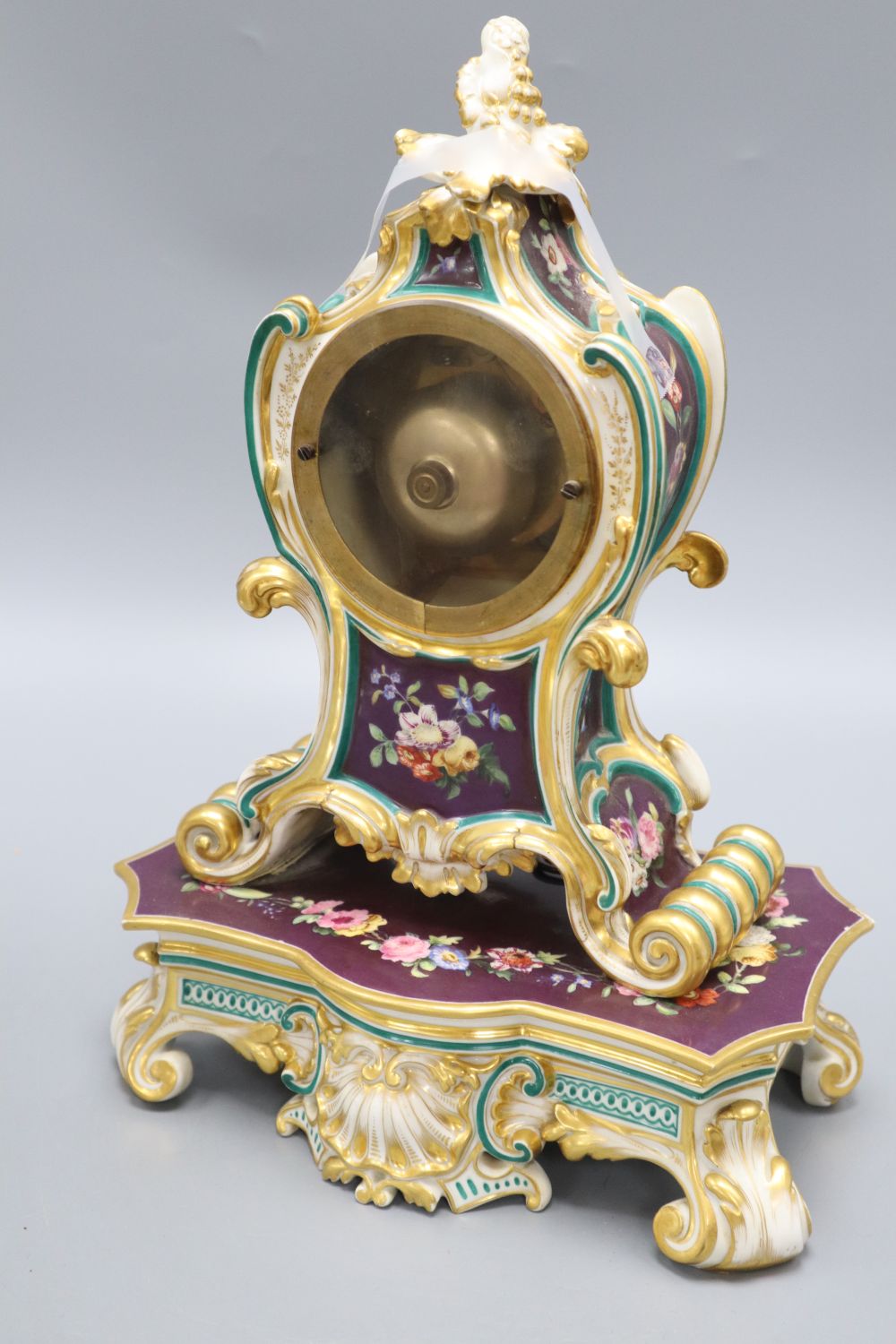 A Jacob Petit French porcelain mantel clock, height 35cm